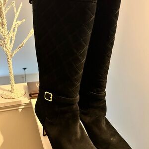 Adrienne Vittadini Black Quilted Heeled Boots
